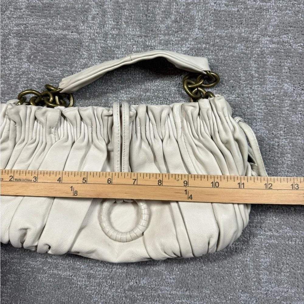 BCBG Maxazira White Leather Boho Y2K Mini Shoulder Bag